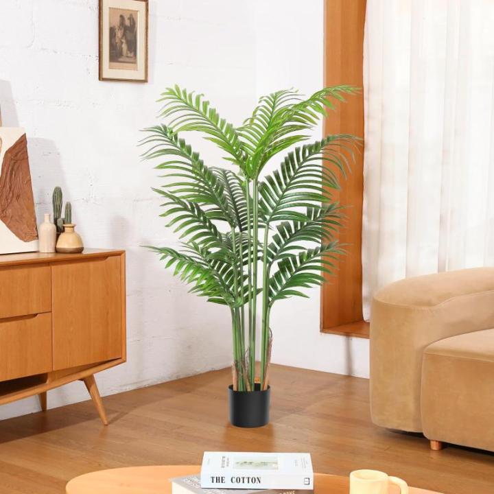 Kunstpflanze Palmen 120cm Künstliche Areca Palme Mit 12 Blätter Außenbereich Kunstpflanzen Groß Plastikpalme Dekopflanzen Mit Topf Topf Innen Deko Für Balkon Wohnzimmer Schlaf