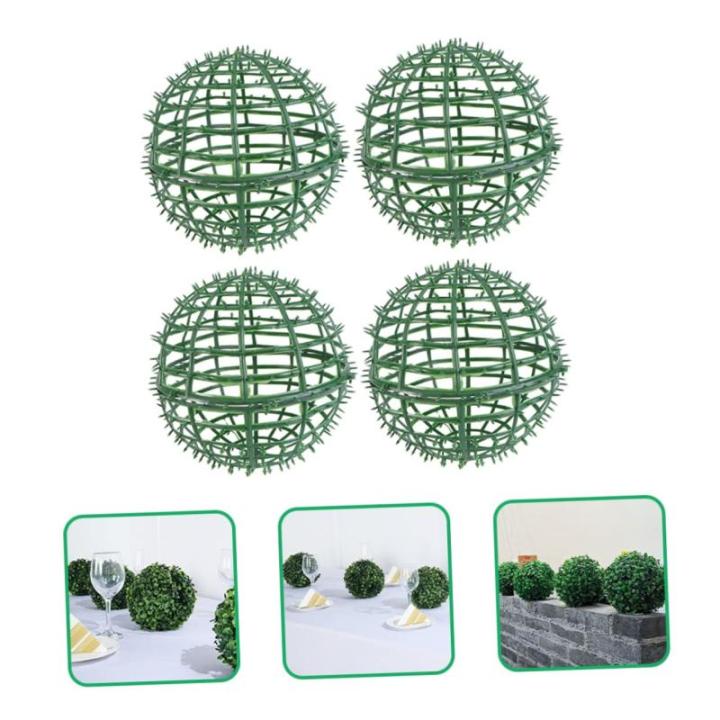 1 Satz Blumenarrangement Kreisrahmen Mooskugelkäfig Topiary Sphäre Rahmen Kleine Formschnittkugeln Draht-Topiary-Kugel Kugelkäfig Aus Buchsbaum Anlage Gestell Plastik Green 4 St