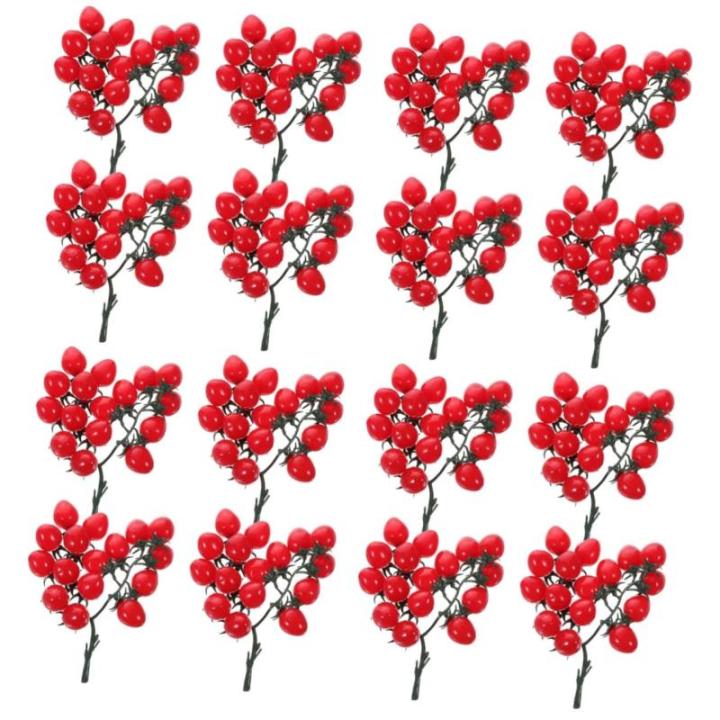 16 Stück Simulierte Kirschtomaten Künstliche Kirschtomaten Heim Fake Obst Requisite Simulationsgemüse Früchte Mini Kirschtomaten Simulationsfrüchte Künstliche Früchte