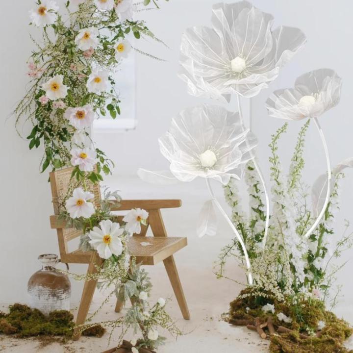 Riesenblumen 5,58 Fuß komplizierte robuste dekorative Riesenblumen mit flexiblen Stielen und breite Basis -Riesenblumen für Hochzeit, Geburtstag, Wohnkultur (weiß) Riesenblumen 