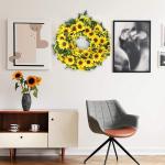 Set van 2 hangende zonnebloemslingers, kunstmatige zonnebloemslinger, zijden zonnebloemrank, hangende slinger met groene bladeren, nepbloemstuk voor bruiloftsfeest, woondecoratie
