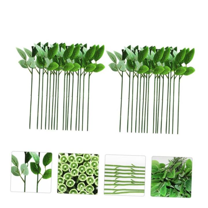 280 STK Rosenstiel künstliche blüten Artificial Rosenblumenstiel Bouquet Fake Fake grünes Blatt künstliche Rosen Material für künstliche Blumen handgemachtes Material Draht.