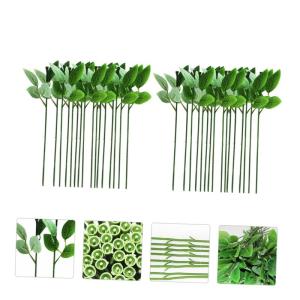 120 STK Rosenstiel künstlicher Kranz Rosenblütenstiel grünes Blatt künstliche blüten Artificial künstliche Rosen handgemachtes Material grüner Blumenstieldraht Kunststoff