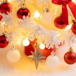 Mini Weihnachtsbaum 40CM Klein Tannenbaum mit Beleuchtung, Tischdeko Christbaum mit LED Lichterkette und Weihnachtskugel, Künstliche Weihnachtsbäume Geschmückt für Weihnachten 