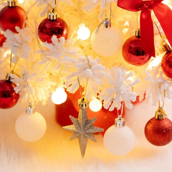 Mini Weihnachtsbaum 40CM Klein Tannenbaum mit Beleuchtung, Tischdeko Christbaum mit LED Lichterkette und Weihnachtskugel, Künstliche Weihnachtsbäume Geschmückt für Weihnachten 
