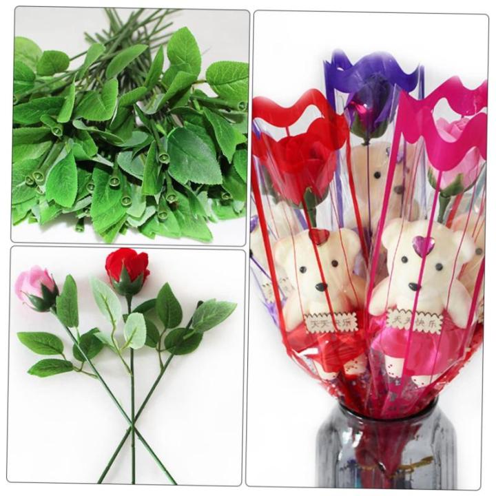 80 STK Rosenstiel künstliche blüten Artificial Künstlicher Blumenstrauß Hochzeitsstraußdraht hojas künstliche Rosen künstlicher Pflanzenstamm simulierte Blumenstiele Draht.