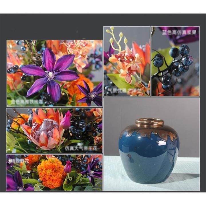Kunstblumen Künstliche Blumen mit Keramikvase, Kunstseide-Rosen-Fake-Pflanzen in Töpfen für Hausgarten-Terrassendekoration, Mehrfarbig für jeden Anlass