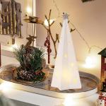 Kerstverlichting, kerstboom met ledlicht, kerstdecoratie, voor binnen, verlichte keramische kerstboom met ster, kerstdecoratie (B)