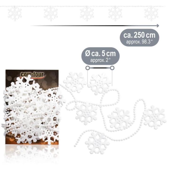 slinger met sneeuwvlokken - decoratieve slinger voor Kerstmis - sneeuwvlokslinger - kerstslinger voor kerstboomversieringen - 160 cm (Set4-1 stuk zilverkleurig)