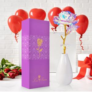 Kerstroos cadeaus voor vrouwen, mama, gepersonaliseerde cadeaus Galaxy roos bloem met vaas, vrouwen Sinterklaas geschenken voor Kerstmis, Valentijnsdag, Moederdag