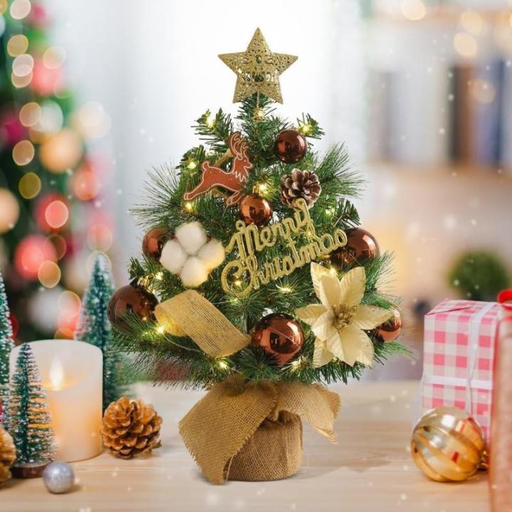 Kleiner Weihnachtsbaum mit Beleuchtung Mini Weihnachtsbaum Klein Geschmückt LED Tisch Tannenbaum Künstlich Klein mit Lichterkette Weihnachtsbäume mit Weihnachtsdeko DIY Tischdek