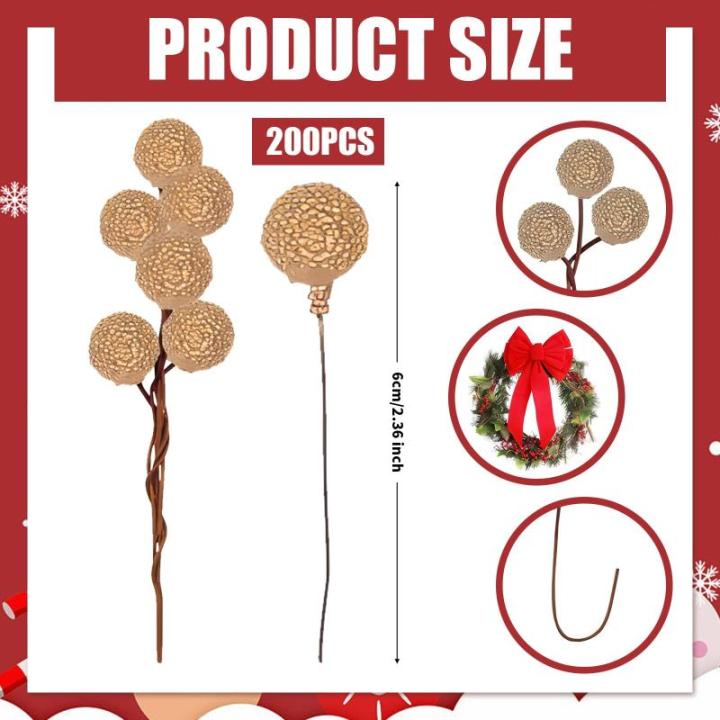 200 Stück Weihnachten Künstliche Holly Beeren Mini Weihnachten Gefrostete Beere Künstliche Früchte für Weihnachtsbaumschmuck Basteln Geschenken Weihnachtskranz Dekoration Heim