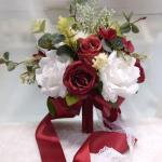 Künstlicher roter Rosen-Blumenstrauß mit Spitzenband, Blätter, Simulationsstrauß für Valentinstag, Hochzeit, Braut, Requisiten, Geschenk