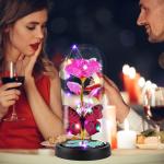 Die Schöne und das Biest Rose, Rosenblume Geschenke für Frauen, beleuchtete Galaxie-Rose Geschenk für Mama, künstliche Blume, einzigartige Geburtstagsgeschenke (Rosa)