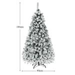 Kunstkerstboom met sneeuw en warmwitte ledverlichting, dennenboom met metalen standaard, pvc-naalden, kunstboom, klapsysteem, 180 cm