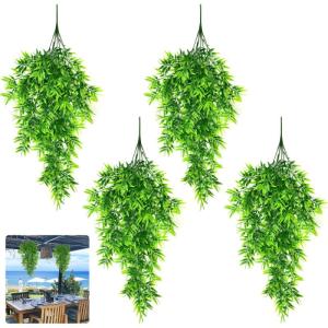 4 stuks , hangende bamboe, bladeren, hangplant, , hangend, 83 cm, plastic planten, hangend als echte kunst, hangplant, kunstmatige hangplant voor balkon, thuis