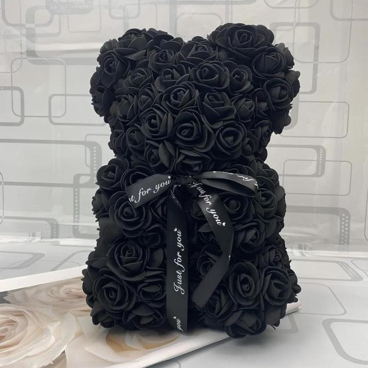 Kunstbloemen, zwarte rozen, 30 stuks, 8 cm, boeket, kunstdecoratie, bloemen, kunstrozen met stelen en kaart voor Valentijnsdag, tuin, verjaardag, feest, doe-het-zelf bruiloftsdecor