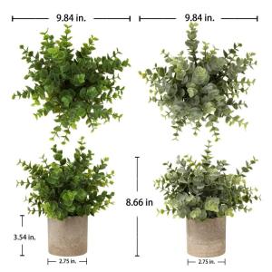 Kunstplant mini kunstplant eucalyptus rozemarijn kruiden in pot decoratie badkamer bureau keuken tuin decoratie set van 2