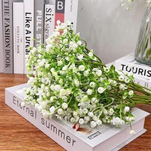 12 stuks Gypsophila kunstmatige bloemen, nep baby adem Gypsophila bloemen boeketten, nep bloemen voor DIY bruiloft boeket partij tafelstukken bloemstukken en Home Decor