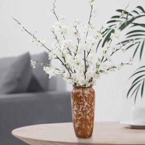 Faux Cherry Blossom Zweige 5pcs 39 Zoll realistische Kirschblütenstiele mit 4 Stielen Seidenkirschblütenblumenzweige für Vase Lange Stiele falsche Blüten Vase -Arrangements Wei