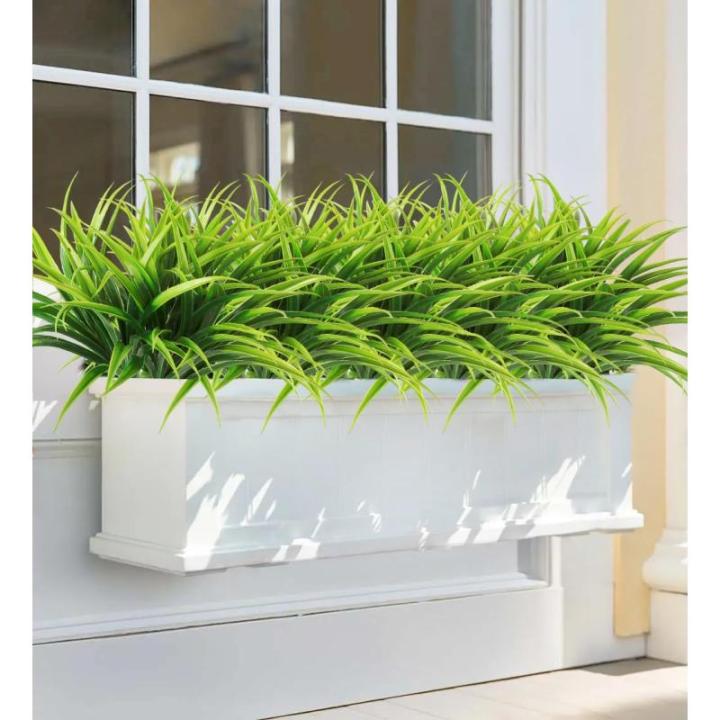 6 stuks , 40 cm, gras, kunststof planten, binnen en buiten, uv-bestendig, groen kunstgras voor thuis, raam, tuin, terras, pad, veranda, decoratie