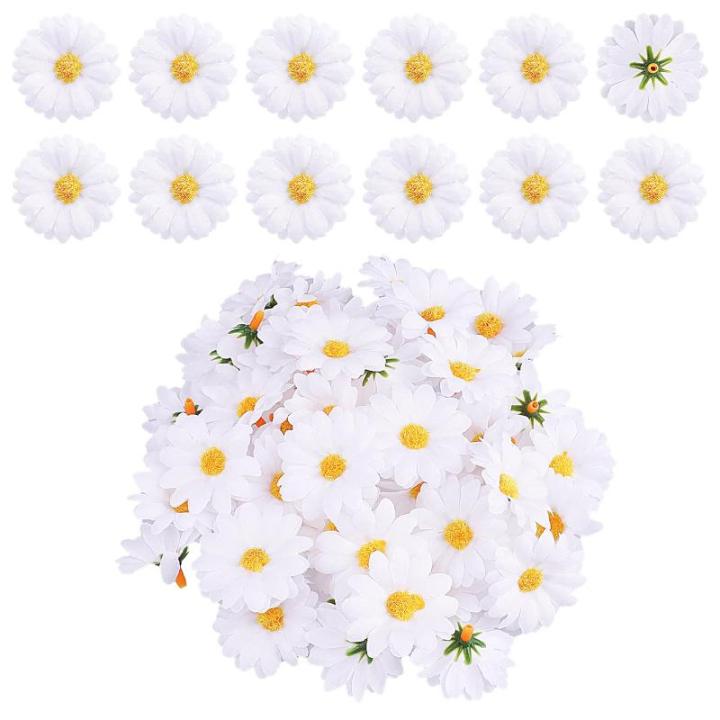 100 stuks kunstmadeliefjes, madeliefjes, decoratie, kleine madeliefjes, decoratie, , witte madeliefjes voor bruiloft, feest, doe-het-zelven, bloemstuk, krans