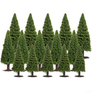 15 Stück Landschafts-Diorama-Baum, DIY-Modellbaum, Landschaftsbaum, Basteln für Weihnachtszimmer, natürliches Grün, Modellbäume, Miniaturbäume, Weihnachtsdorfbäume, Waldland
