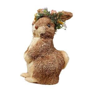 Osterhasen-Ornament, handgewebte Strohkaninchen-Simulationsstatue, für Spielzeugsammlung, Spielset, Desktop-Dekoration, Innen- und Außenbereich, Zuhause, Hinterhof, Rasen, Hofdek
