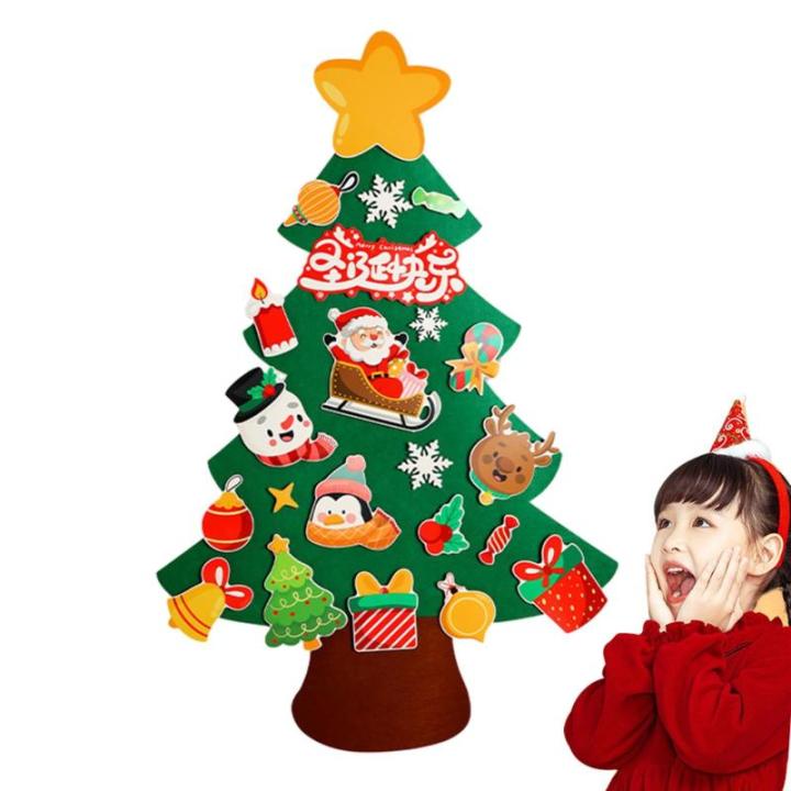 Filz-Weihnachtsbaum für Kinder,Filzbaum für Kinder zum Dekorieren - Weihnachtsbaum handgefertigte Lieferungen abnehmbare Ornamente - Kinder-Weihnachtsbaum, Weihnachtsbaum-Wandauf