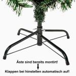 Kunstkerstboom 240 cm (diameter ca. 120 cm), 2,4 m kunstmatige groene dennenboom met 1500 takken, verwijderbaar inklapbaar en moeilijk ontvlambaar, kerstboom met metalen standaard 