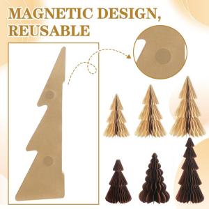 Papier-Weihnachtsbaumdekoration, 3D-Wabenbäume, Tischaufsatz für moderne Weihnachts-Kamindekorationen, Zuhause, Weihnachten, Urlaub, Party-Dekorationen (weiß, braun), 6 Stück
