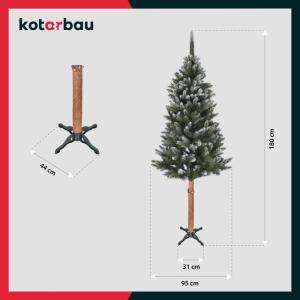 Kunstkerstboom, sneeuw, 180 cm, diamantsparrenboom op een houten stam met plastic standaard, kerstboom, kunstboom, kunstboom, kerstboom