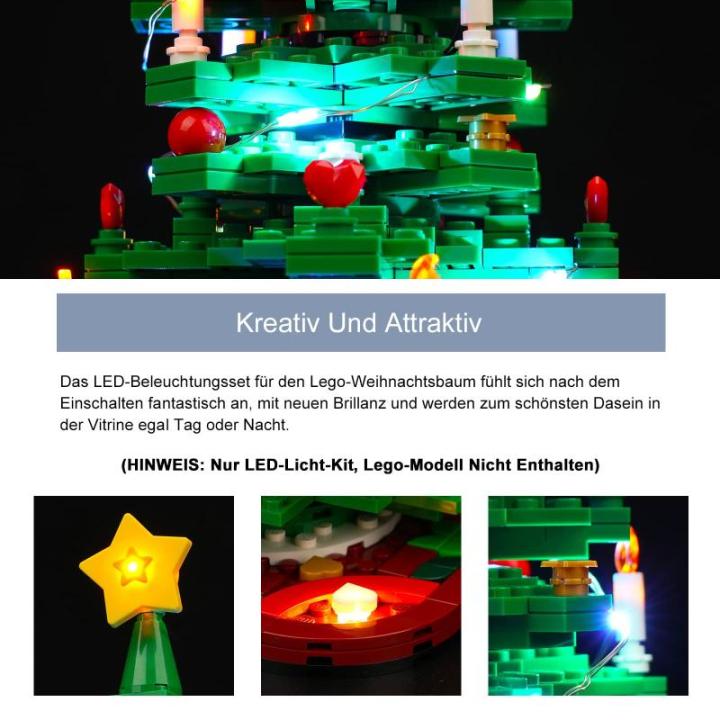 Muziekversie led-verlichtingsset compatibel met Lego kerstboom (geen model), decoratieverlichtingsset voor 40573 bouwstenen, model creatieve speelgoedverlichting