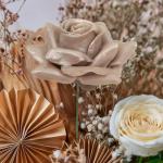 Kunstrozenbloemen met steel als kunstmatige decoratieve rozen van was, 4 parelmoer rozenblaadjes als echt voor bloemstukken, bloemendecoratie, waxrozen als kunstrozen, begraafplaat