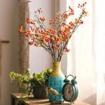 4 Stück künstliche Beerenzweige mit langem Stiel, 60 cm orangefarbene Beerenstiele, künstlicher Beerenstrauß für Tischdekoration, Vase, Zuhause, Weihnachtsdekoration, 27.5 Inc