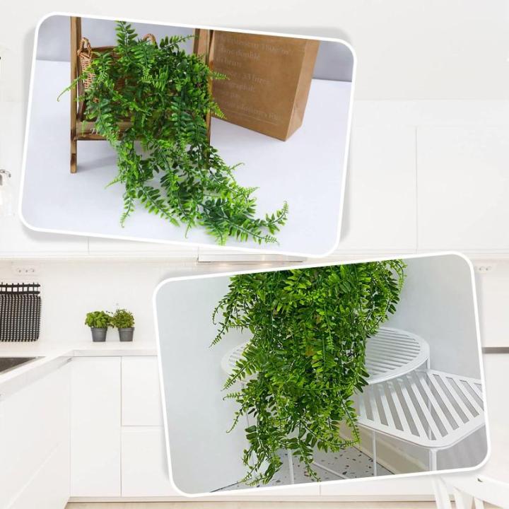 6 stuks kunstmatige hangende planten kunstmatige varens buiten nep hangende planten 90 cm lang binnen hangende mand onderhoudsvrij (varen)