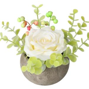 kunstrozen bad, een combinatie van namaakzijden rozen en groene kleine met eucalyptusbladeren voor slaapkamer, boekenkast, decoratie (1, witte rozen)