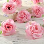 Kunstbloemkoppen, 50 stuks, kunstbloemen, rozen, voor bruiloft, feest, decoratie, doe-het-zelf (diameter 4 cm, roze)