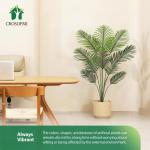 Kunstpflanze Palmen 130 cm Plastik Künstliche Pflanze Groß Areca Palme im Topf Wohnzimmer Balkon Schlafzimmer Grün Deko (2 Pack)