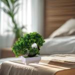 Kunstdecoratieve plant in pot, ornament, in pot voor decoratieve woonkamer, kantoor, tuin, lotusstijl