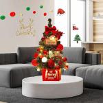 Mini Weihnachtsbaum Künstlich mit LED Beleuchtung Künstlicher Weihnachtsbaum Klein für Weinachtsdekorationen Tischplatte Tannenbaum Geschmückt Tisch Weihnachtsbaum mit Ornament