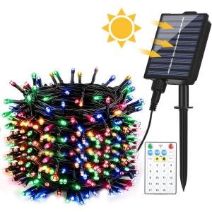 30m Solar Fairy Lights Buiten 300LED, 20 Modi Solar Fairy Lights Buiten met Afstandsbediening en Tijdcontrole, IP44 Buiten 30M 300 LED Bunt Farbwechsel RGB