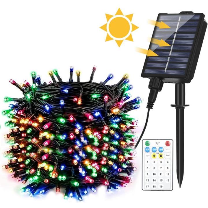 30m Solar Fairy Lights Buiten 300LED, 20 Modi Solar Fairy Lights Buiten met Afstandsbediening en Tijdcontrole, IP44 Buiten 30M 300 LED Bunt Farbwechsel RGB