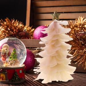 Einzigartiges Federbaum-Design, festlicher Tafelaufsatz, Weihnachtsdekoration, handgefertigte Figur mit Sternaufsatz, Ferienhaus für Neujahr, Champagner