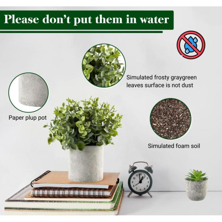 4 stuks , mini-kunstplant als echte eucalyptus, rozemarijn, vetplanten, voor tafeldecoratie keuken, huis, balkon, kantoor, bureau, binnendecoratie