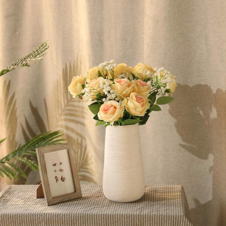 10 stuks zijden kunstrozen bloemen bruidsboeket (champagne)