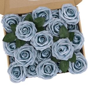 Kunstbloemen, rozen, 25 stuks, decoratieve bloemen, kunstrozen met stelen, doe-het-zelf bruidsboeketten, Valentijnsdag, Moederdag, bruiloftsfeest, babyshower, woondecoratie, stofbl