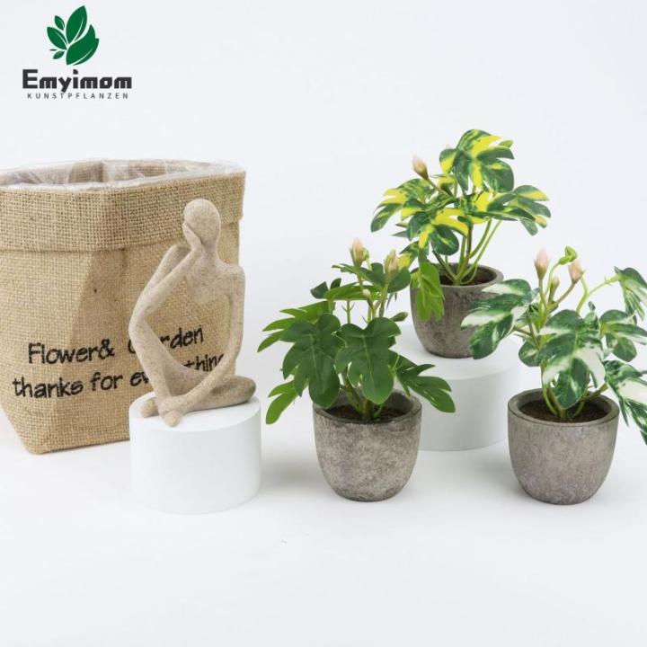 3 stuks , mini-, echte eucalyptus, rozemarijn, babyborrel, klein, met potten, tafeldecoratie, huis, balkon, kantoor, decoratie (3, groen)