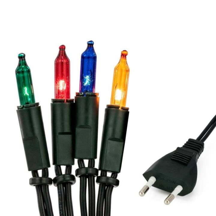 831177 Lichtsnoer voor , 230 V, op stroom aangedreven lichtketting met stekker, 10 kleurrijke lampen, verlichte lengte 1,35 m, groene kabel, voor woonkamer, serre, decoratie, Kerst