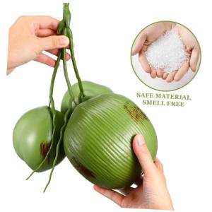 2 Bündel künstliche Kokosnuss falsches Obst lebensechte Gemüse-Obst-Girlande gefälschte Kokospalme Kokosnussschale Boho Künstliche Kokosnüsse Requisiten Fruchtspielzeug Plast